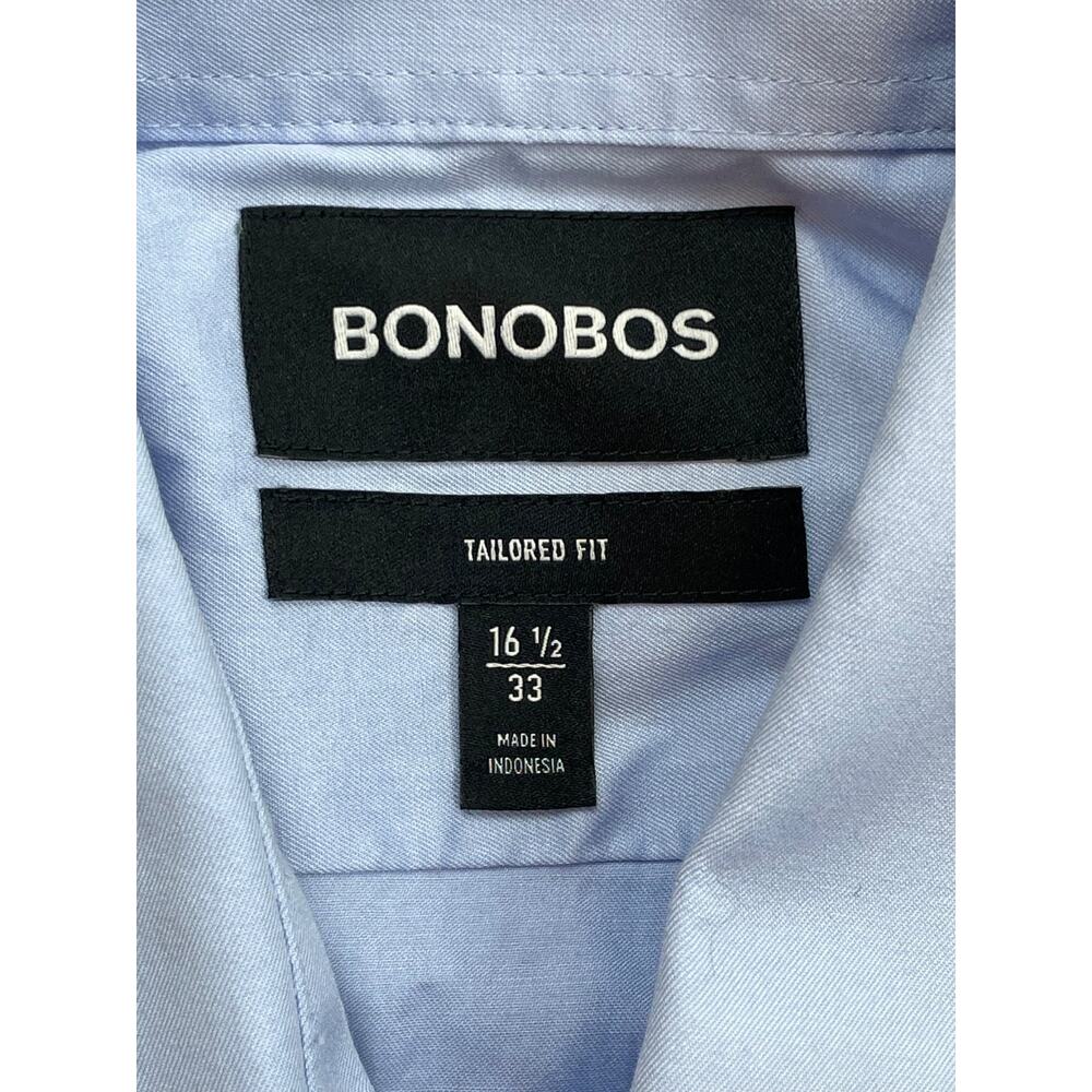 Bonobos Shirt Mens 16.5 - 33 Blue Cotton Blend Stretch Tailored Fit Button Up - Picture 4 of 7